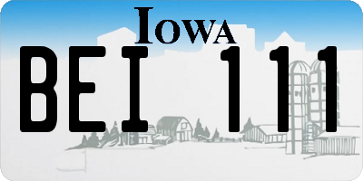 IA license plate BEI111