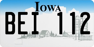 IA license plate BEI112