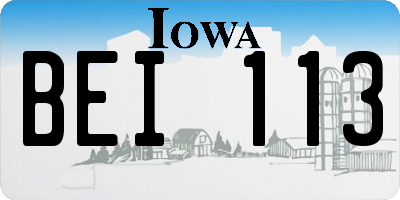 IA license plate BEI113
