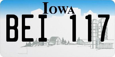 IA license plate BEI117