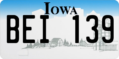 IA license plate BEI139
