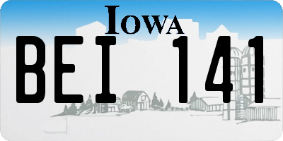 IA license plate BEI141