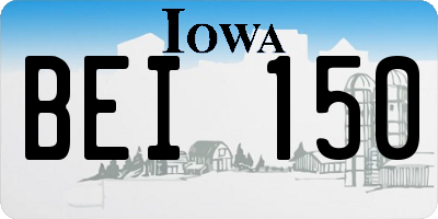 IA license plate BEI150