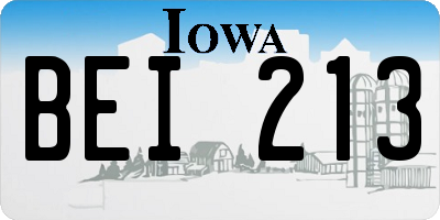 IA license plate BEI213