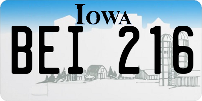 IA license plate BEI216