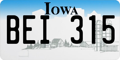 IA license plate BEI315