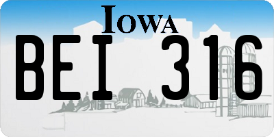 IA license plate BEI316