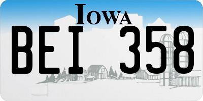 IA license plate BEI358