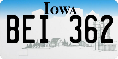 IA license plate BEI362