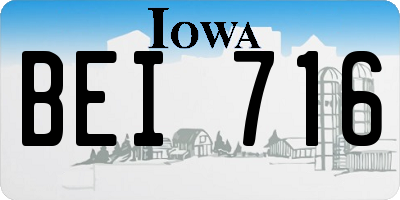 IA license plate BEI716