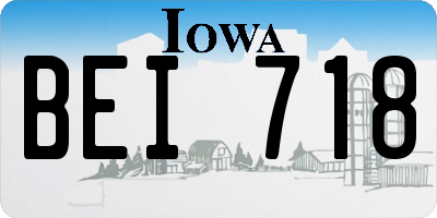 IA license plate BEI718