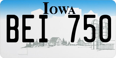 IA license plate BEI750
