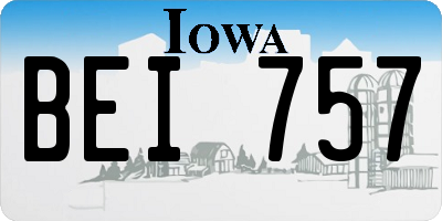 IA license plate BEI757