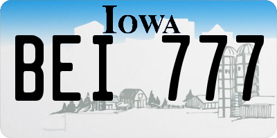IA license plate BEI777