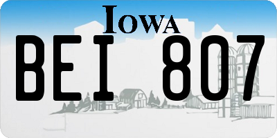 IA license plate BEI807