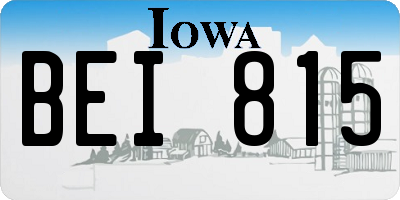 IA license plate BEI815