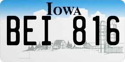 IA license plate BEI816