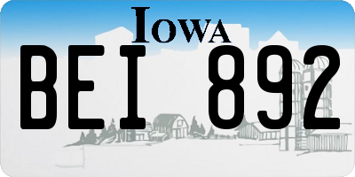 IA license plate BEI892