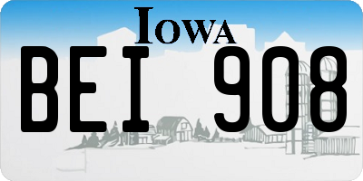 IA license plate BEI908