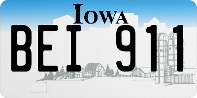 IA license plate BEI911