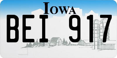 IA license plate BEI917
