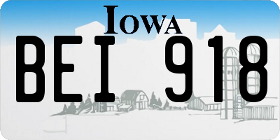 IA license plate BEI918