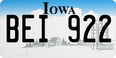 IA license plate BEI922