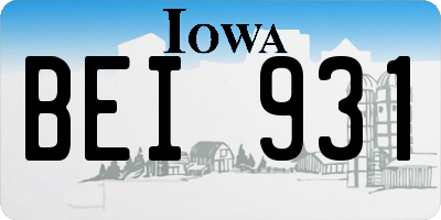 IA license plate BEI931