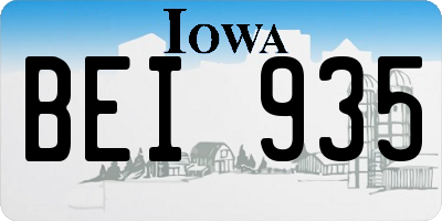 IA license plate BEI935