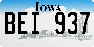 IA license plate BEI937