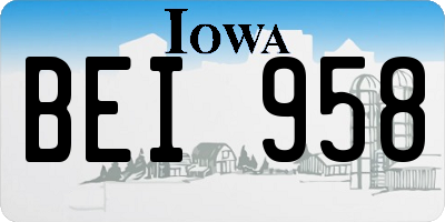 IA license plate BEI958