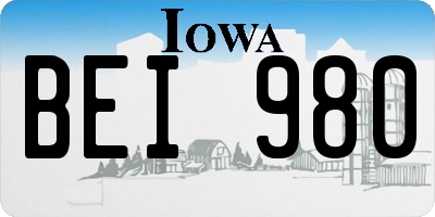IA license plate BEI980