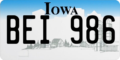 IA license plate BEI986