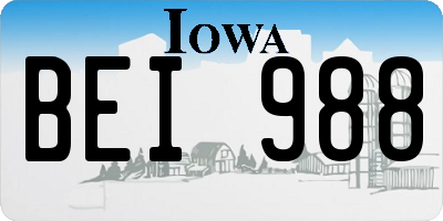 IA license plate BEI988