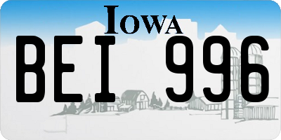 IA license plate BEI996