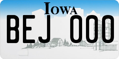 IA license plate BEJ000