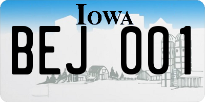 IA license plate BEJ001