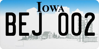 IA license plate BEJ002