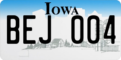 IA license plate BEJ004