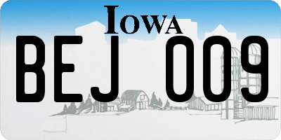 IA license plate BEJ009