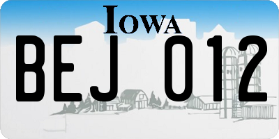 IA license plate BEJ012