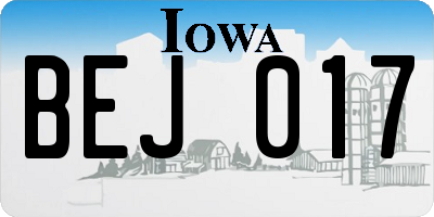 IA license plate BEJ017