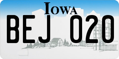 IA license plate BEJ020