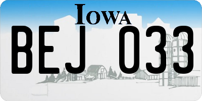 IA license plate BEJ033