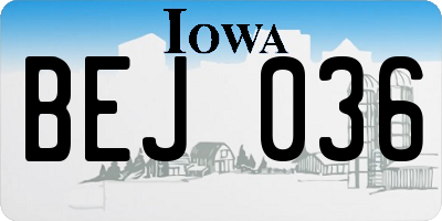 IA license plate BEJ036