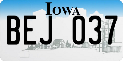 IA license plate BEJ037
