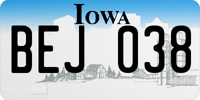 IA license plate BEJ038