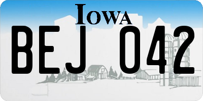 IA license plate BEJ042