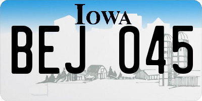 IA license plate BEJ045