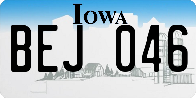 IA license plate BEJ046